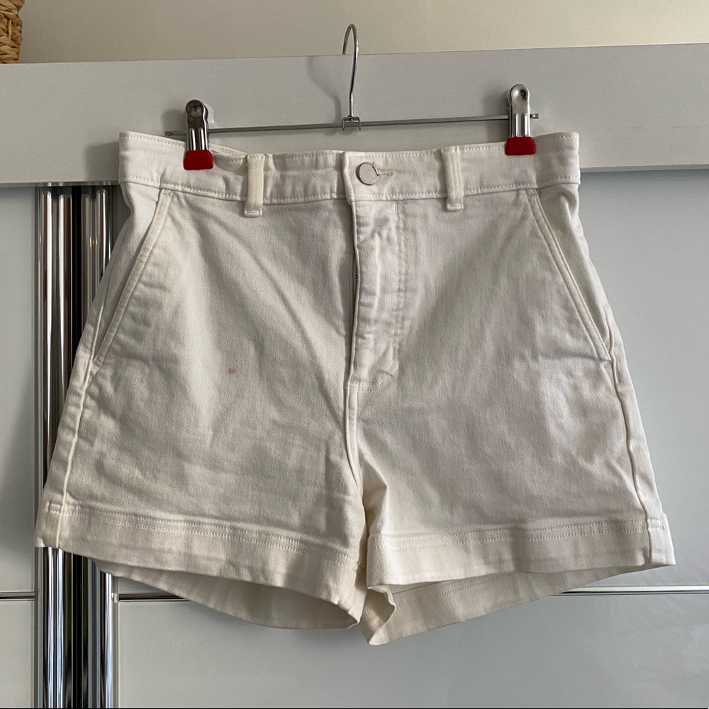 Everlane High Waisted Denim Shorts in Bone